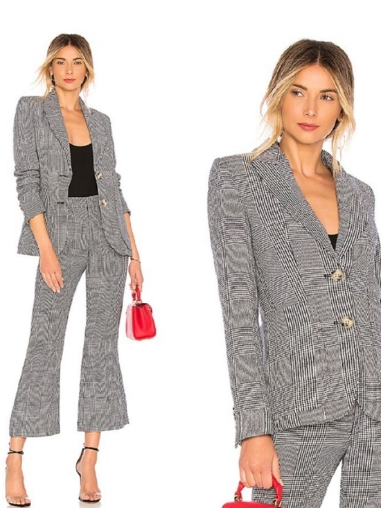 Smythe Jackets & Blazers - SMYTHE Portrait Neck Blazer Navy Prince of Wales Glen Plaid Linen Blend 8